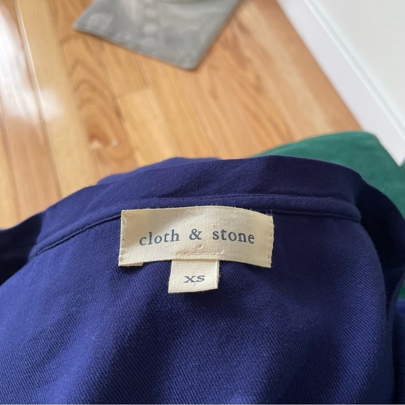 Anthropologie Cloth Stone Blue Rayon Long Sleeve V-Neck Soft Tunic Dress EUC XS - Picture 7 of 10